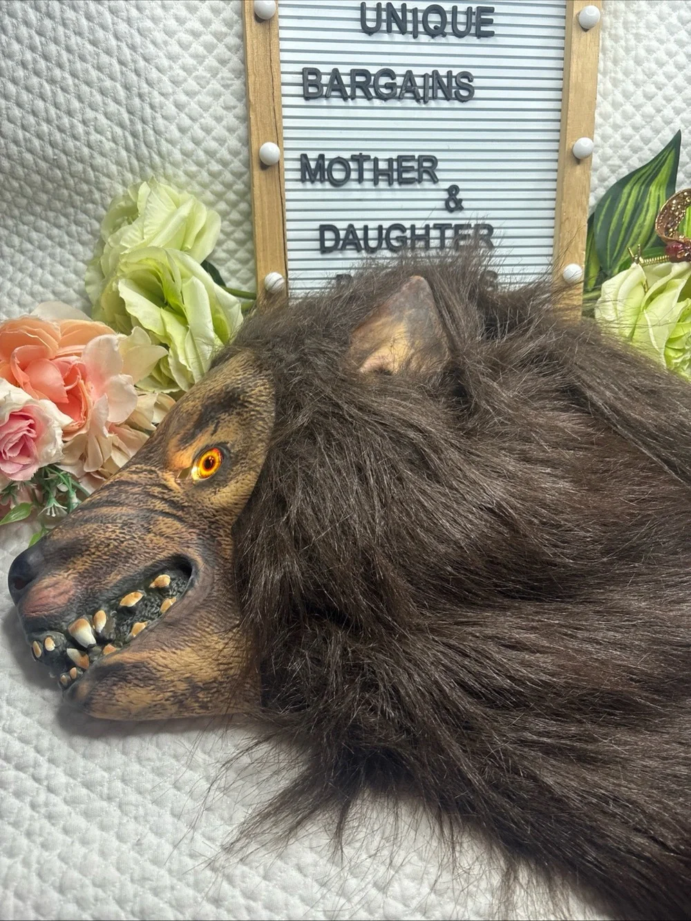 WEREWOLF MASK Latex Costume Head With Lit Eyes ADULT SIZE HALLOWEEN